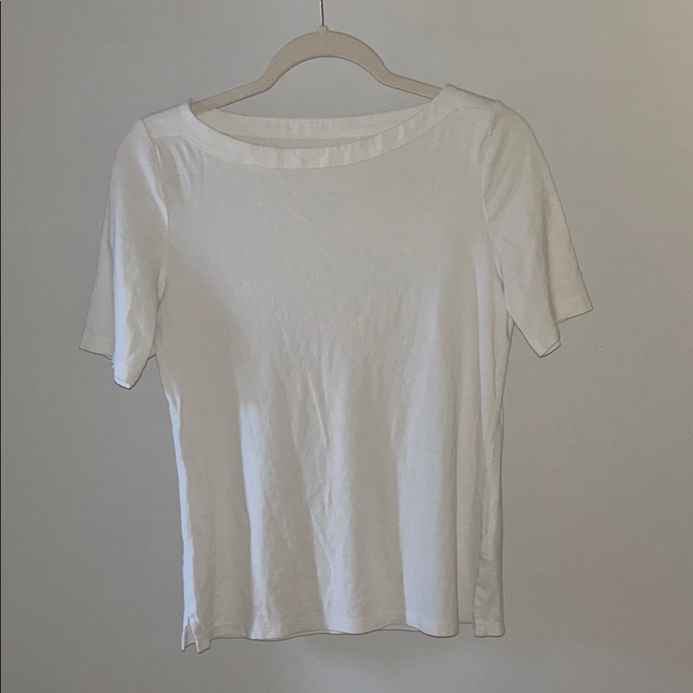 Talbots White Fitted Short Sleeve Tee